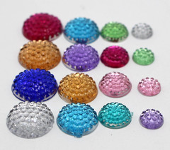 250 Assorted Flatback Acrylic Dotted Round Rhinestone Dome Cabochon 6mm,8mm,10mm