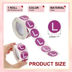 1Roll Clothing l Size Stickers 1″ Round Coded Self-Adhesive Labels Purple