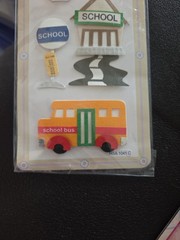 Vintage School Bus 3D Sticker Scrapbook Lot 6pc Freds MAMBI Paper House Kit