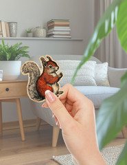 Vintage Style Squirrel Die Cut Stickers Set Scrapbooking Laptop Waterbottle