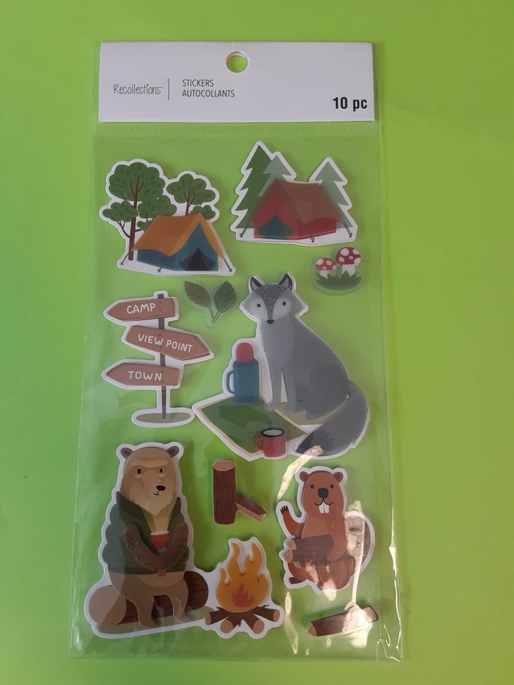 Recollections Summer Camp 3D sticker pkg (free ship $20 min US only)