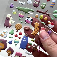 Animal Farm Puffy Sticker Sheet Cute Tiny Planner Scrapbooking Journaling Crafts