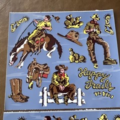 Frances Meyer Stickers – Happy Trails – 2 Partial Sheets Cowboys Horses Rare