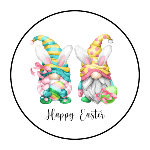 30 1.5″ THANK YOU GNOME HAPPY EASTER LABELS ROUND STICKERS ENVELOPE SEALS