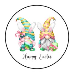 30 1.5″ THANK YOU GNOME HAPPY EASTER LABELS ROUND STICKERS ENVELOPE SEALS