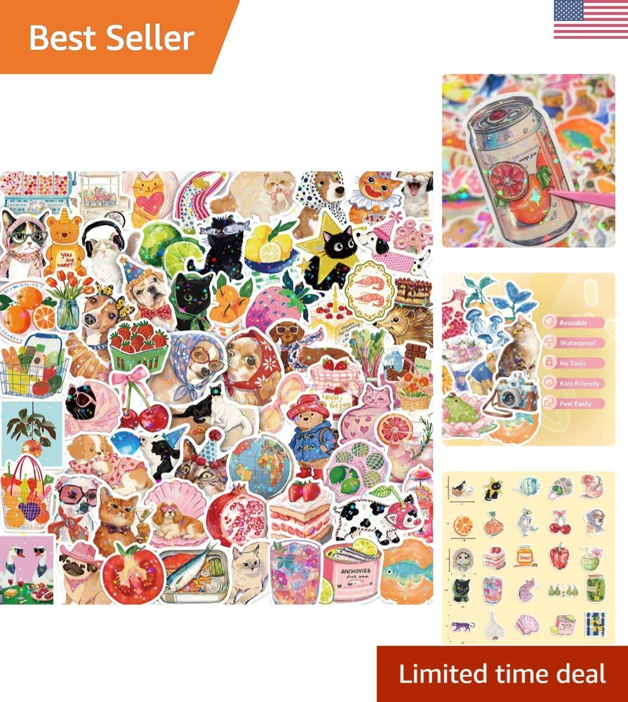 Cute 200-Piece Holographic Sticker Pack – Perfect for Scrapbooking Enthusiasts