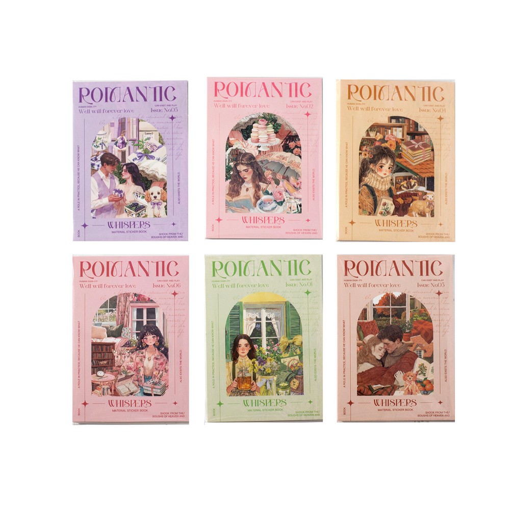 Book of Vintage Stickers Lady Girls Sticker PET + Paper Junk Journal Scrapbook