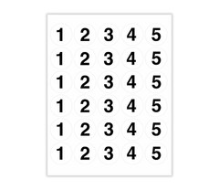 6x NUMBER STICKERS # 1-5 SEQUENTIAL WHITE~1.5″ CIRCLE LABELS Consecutive