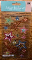 RARE Jolees Velum Shooting Stars Layered Glitter Sparkle Star Scrapbook STICKERS