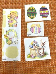 VINTAGE SCRATCH SNIFF EASTER STICKER LOT BUNNY EGG DUCK JELLYBEANS MIX OF BRANDS