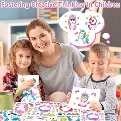 24 Sheets Make Your Own Unicorns Sticker, Unicorns Party Favors Face Stickers…