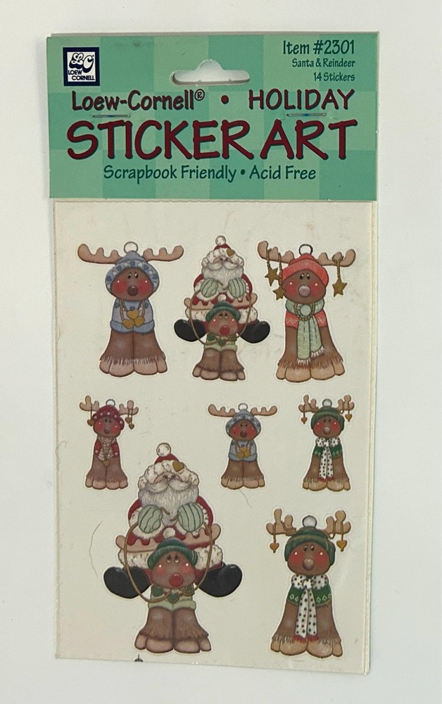 Loew-Cornell Holiday Sticker Art Santa and Reindeer Scrapbook Stickers
