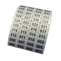 Black on Silver Labels, Consecutive Sequential Numbering Stickers 1000