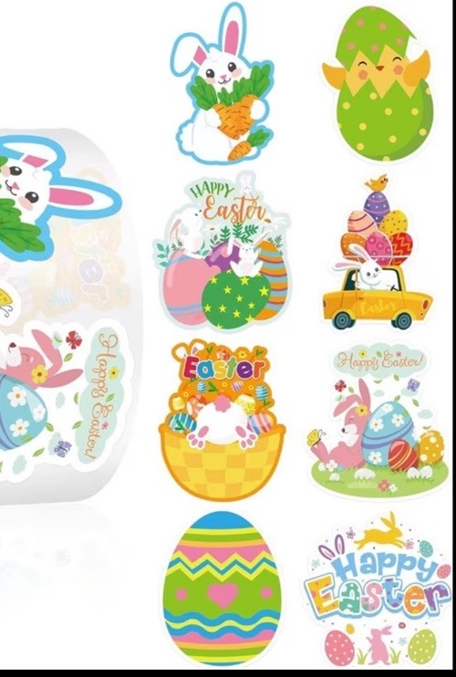 40 PCs ~1×1.2” Happy Easter Stickers Great For Card/Party Decorations 8 Designs