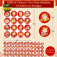 160PCS Lunar New Year Stickers – 2026 Chinese New Year of the Horse Sticker for