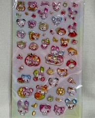 Japan Kawaii Twin Rabbit And Friends Fruit Bon Bon Gum Drop Puffy 3D Sticker