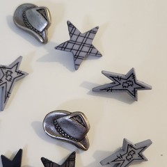 UNUSED Decorative Buttons COWBOY WESTERN BOOTS STARS HAT Crafts Sewing Scrapbook