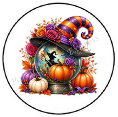 HALLOWEEN WITCH SNOWGLOBE ENVELOPE SEALS LABELS STICKERS PARTY FAVORS