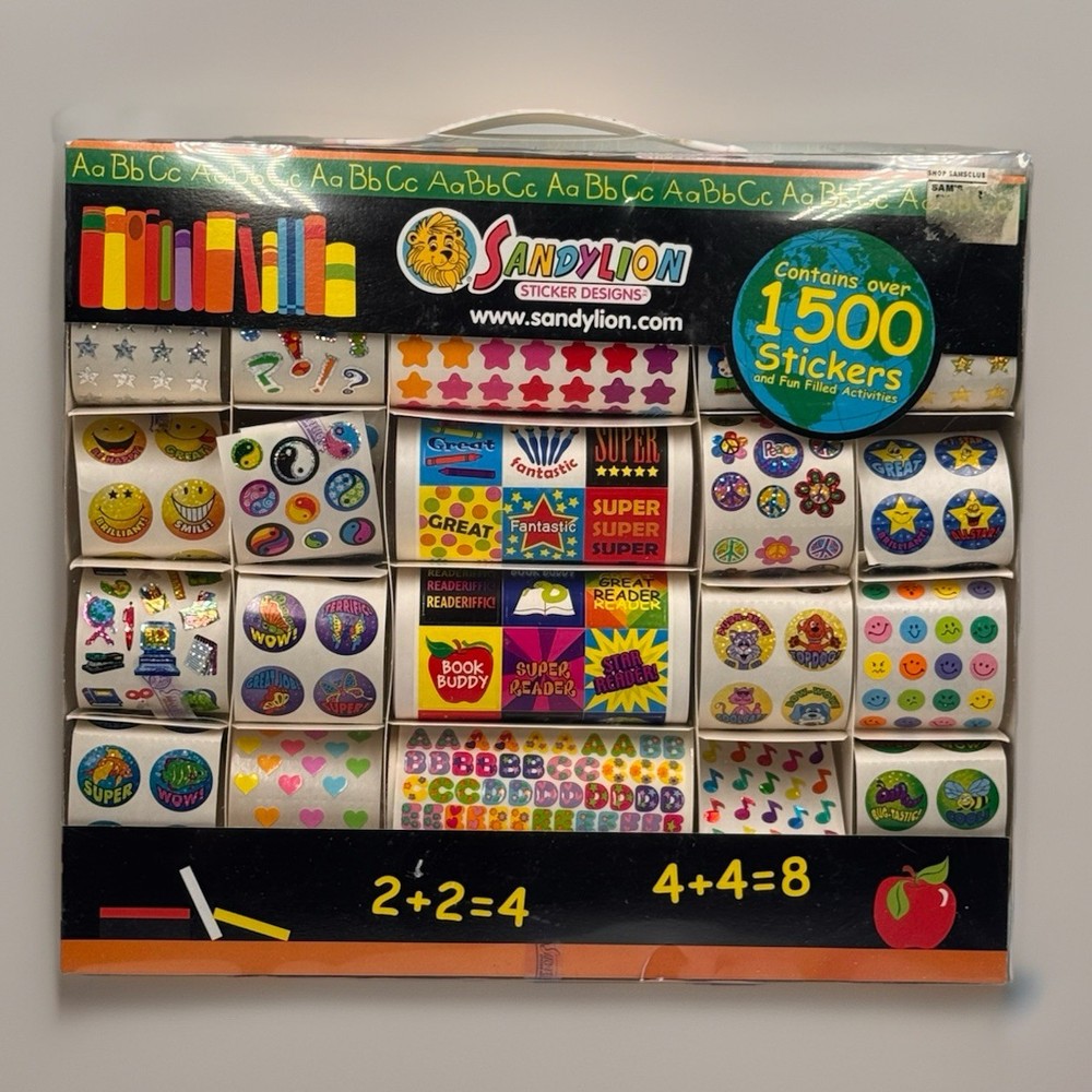 VTG SandyLion 1500 Sticker Set Box Rare Metallic Prismatic Teacher Y2K Lot