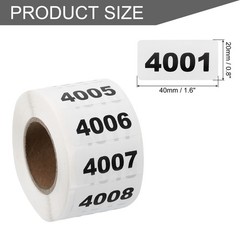 1 Roll Inventory Number Sticker 1.6″x0.8″ 4001-5000 Consecutive Number Sticker