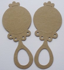 {4} *BABY RATTLE* Infant Unfinished Chipboard Die Cuts — 1 3/4″ x 4″
