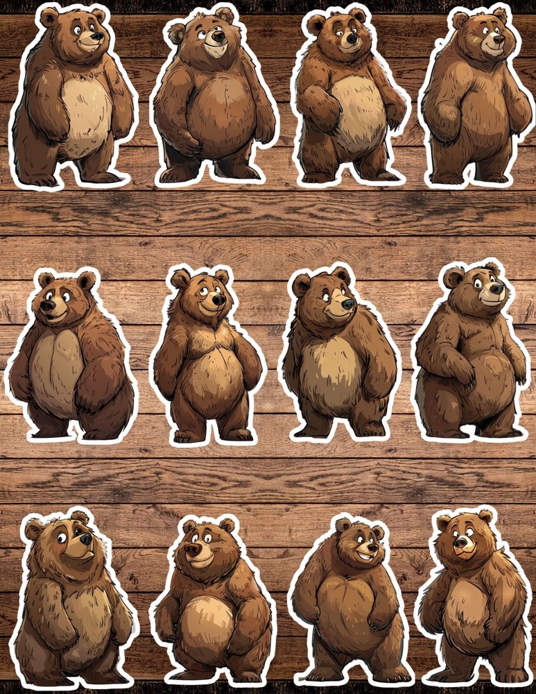 Sassy Brown Bear Die Cut Vinyl Stickers Scrapbooking Laptop Waterbottle