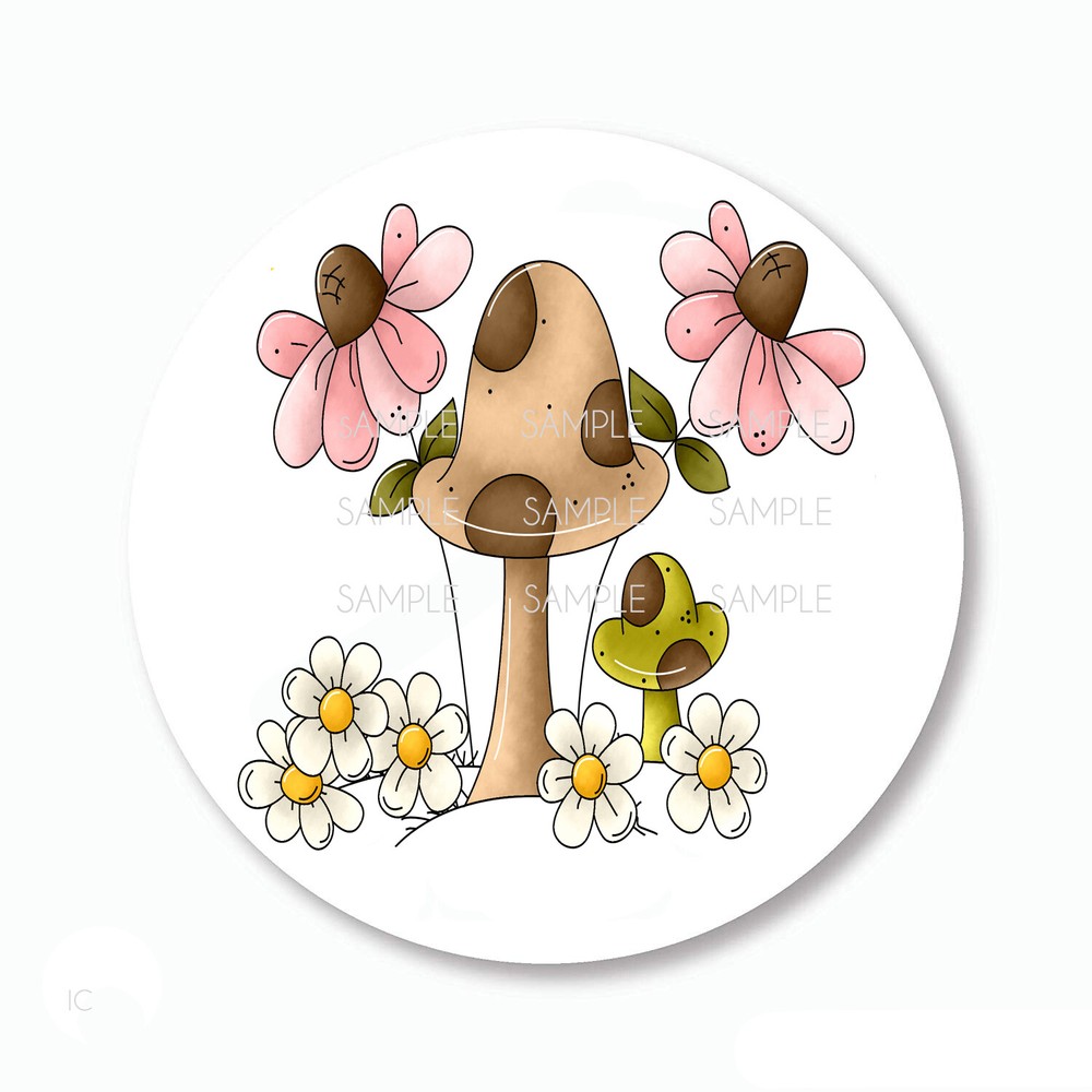 Scrapbook Stickers Envelope Seals Summer Mushrooms and Daisies Favors