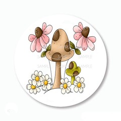 Scrapbook Stickers Envelope Seals Summer Mushrooms and Daisies Favors