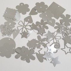 Lot Making Memories Silver Metal Tags Circle Flowers Hearts Stars Swirls -A
