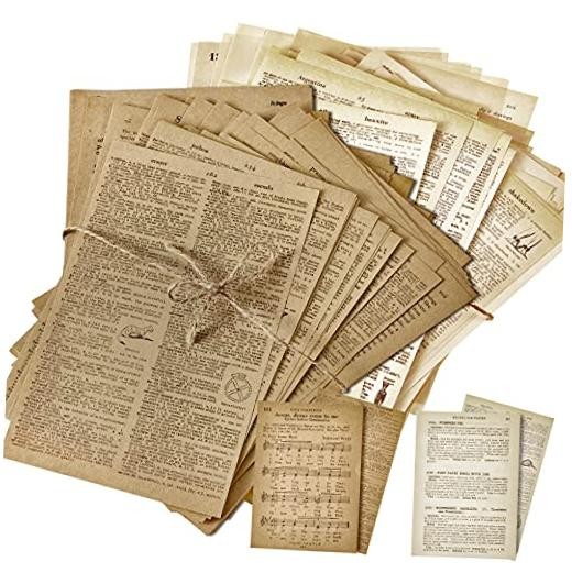 Zonon 114 Pieces 2 Sets Junk Journal Pages Vintage Old Book and Vellum Series