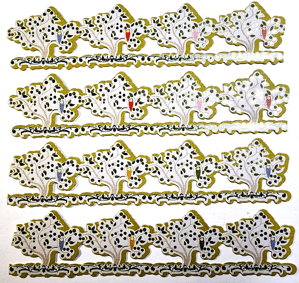K&Company Owl in Trees Cardstock Stickers Gold Foil Borders Scrapbooking 4pc