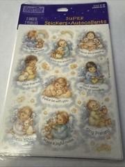 Vintage 1994 Hallmark Heartline Glitter Stickers Angel Babies Animals 2 Sheets