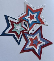 RED,WHITE & BLUE STITCHED STAR Die-Cuts(15pc)Fourth Of July•Independence•America