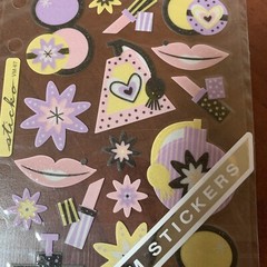 Sticko Girly Girls Pink makeup lip stick perfume Scrapbook Stickers star New