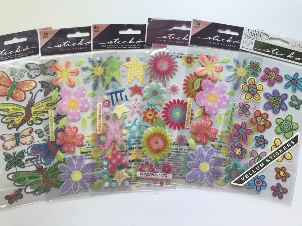 EK Success Sticko Flowers Scrapbook Stickers Lot Butterflies Stars Journal