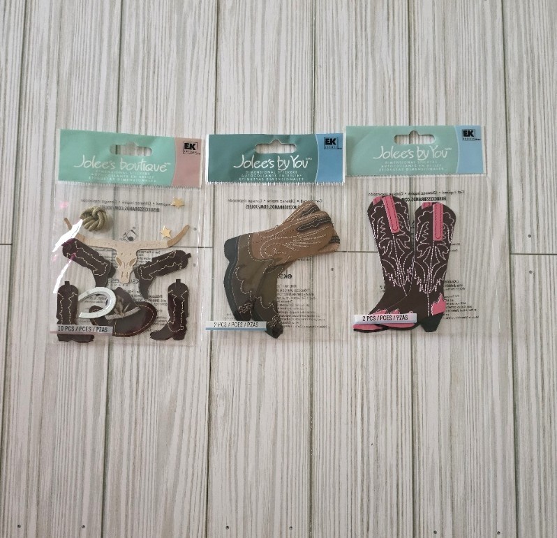 Jolee’s Women & Men Cowboy Boots, Wild West ~Dimensional Stickers 3 packages