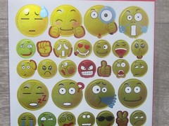Teaching Tree 202 Fun Silly Expressive Emoji Shiny Gold Stickers 1″, 1/2″ New!