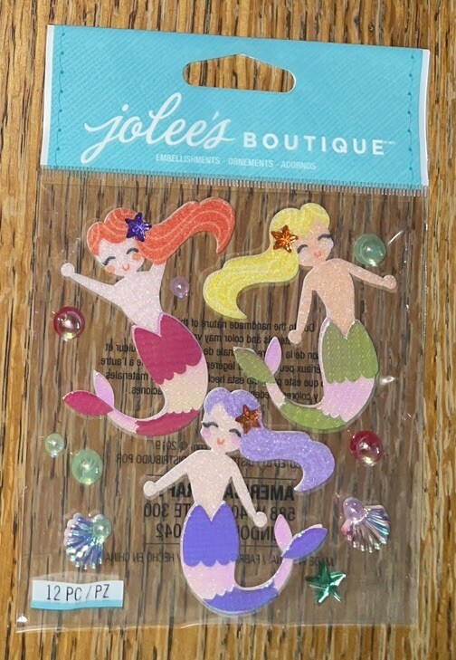 Jolees MERMAIDS BEACH OCEAN SUMMER GIRLS SEASHELL Star Bubble Scrapbook Stickers