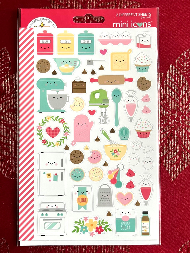 RARE – DOODLEBUG MADE WITH LOVE BAKE ME HAPPY STICKERS – 2 SHEETS