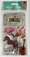 Cowgirl 3D Stickers Dimensional Horse Boots Guitar Hat Star Scrapbooking Journal