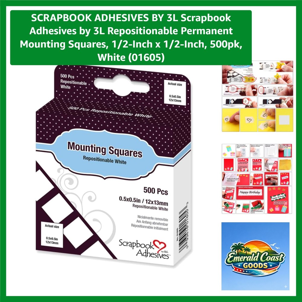 Versatile 500-Pack White Mounting Squares – Repositionable for Arts & Crafts