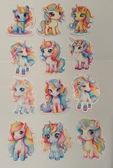 12pcs Cartoon Unicorn Stickers- Scrapbooking, Journal, DIY Crafts & Cards #1009