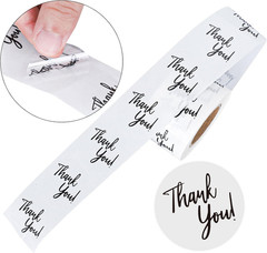 1000Pcs Clear Thank You Stickers 1.5 Inch round Transparent PVC Stickers Self-Ad