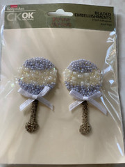 CK-OK KEEPSAKES 3D STICKERS BEADED RATTLE BABY RATTLE BEADED EMBELLISHMENTS