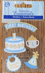 RARE Essentials Happy First Birthday 1st Party Hat Cake Cup 1 Year Baby Stickers