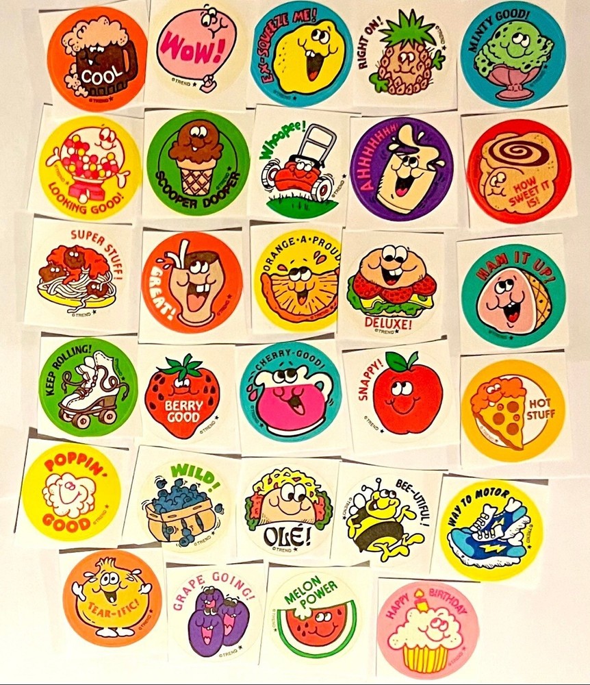 60 Trend Scratch & Sniff Retro Stickers, At Least 2 Of Each