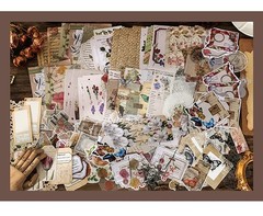 Vintage Scrapbook Supplies 260 PCS – 120 Matte Papers, 80 Washi Stickers, 20