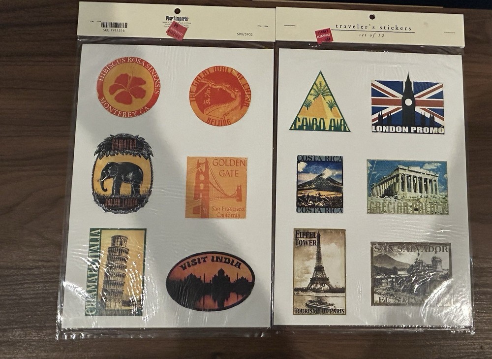 10 Sheets Rare Vintage Pier 1 Imports Countries Stickers 5 Sheets Of Each
