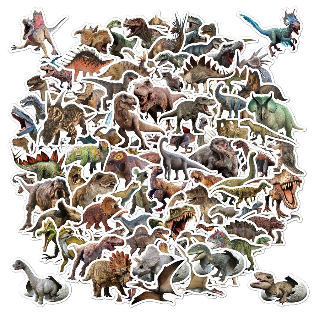 100pcs Jurassic Dinosaur Stickers for Kids Waterproof Vinyl Dino Colorful
