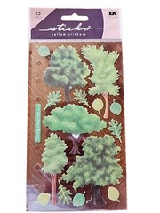 Crafts Stickers Sticko Vellum Green Trees Leaves Wispy Bushy Willow